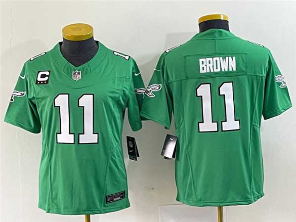 Women's Philadelphia Eagles #11 A. J. Brown Green 2023 F.U.S.E. With C Patch Stitched Football Jersey(Run Small),We sell and wholesale Women's Philadelphia Eagles #11 A. J. Brown Green 2023 F.U.S.E. With C Patch Stitched Football Jersey(Run Small) on line form chian!